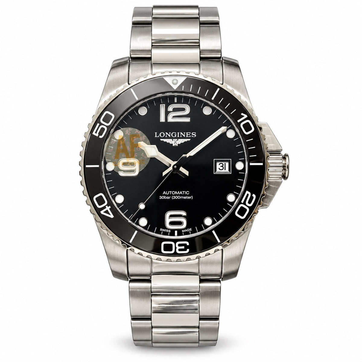 Longines HydroConquest – Black Dial Ceramic Bezel Steel Bracelet 300m