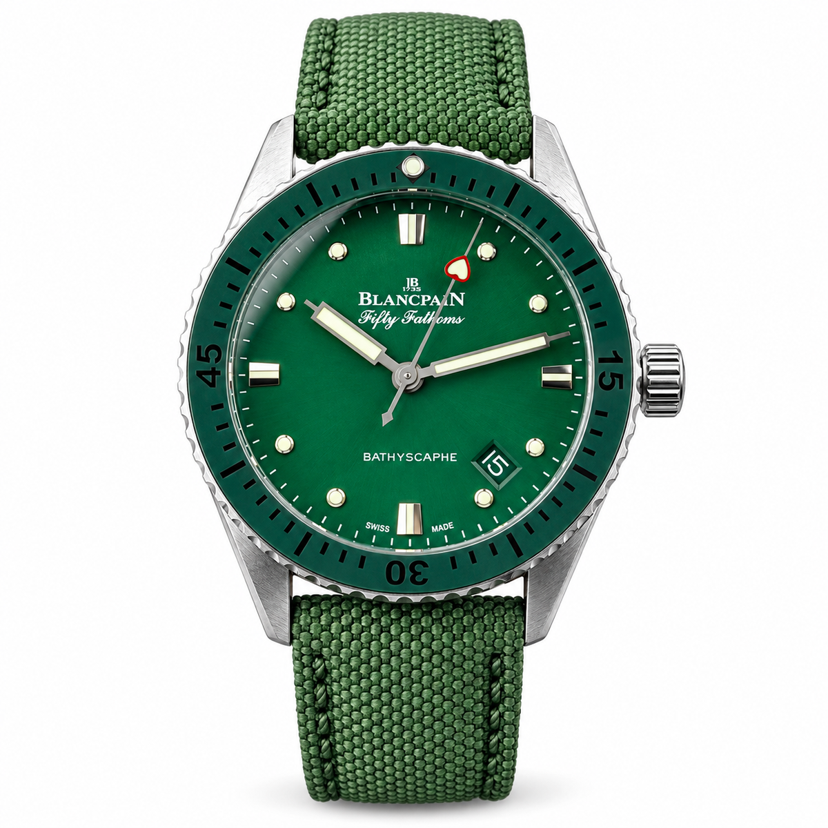 Blancpain Fifty Fathoms Bathyscaphe Green Dial Dive Watch