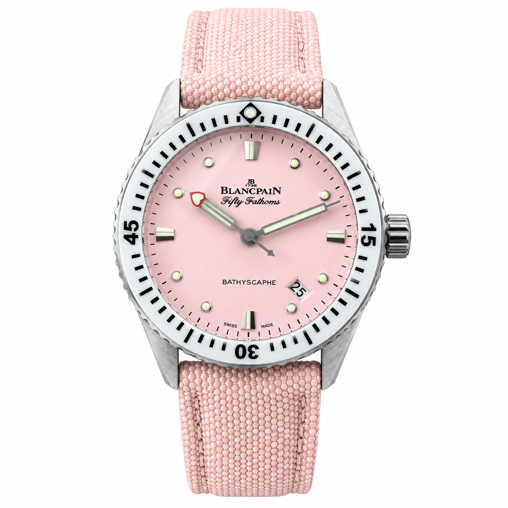 Blancpain Fifty Fathoms Bathyscaphe Pink Dial Dive Watch