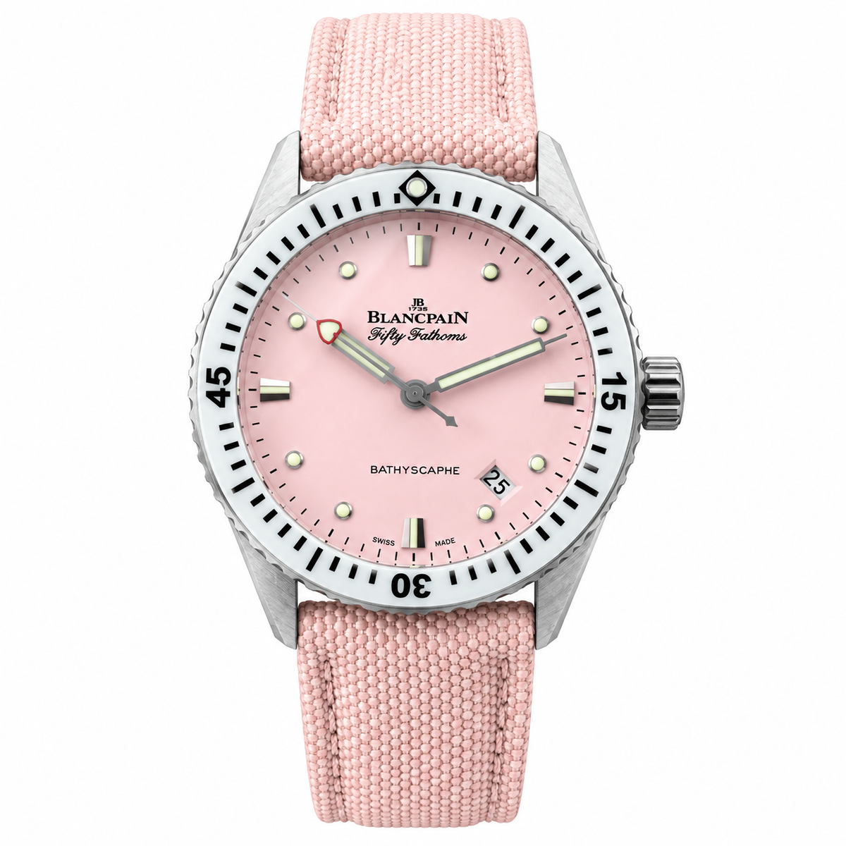 Blancpain Fifty Fathoms Bathyscaphe Pink Dial Dive Watch