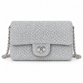 Chanel Silver Crystal Evening Clutch with Chain