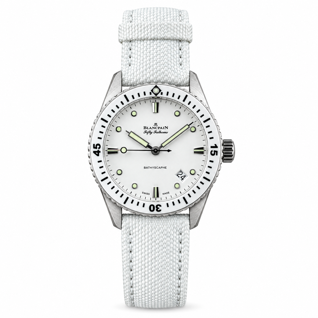 Blancpain Fifty Fathoms Bathyscaphe White Dial Dive Watch