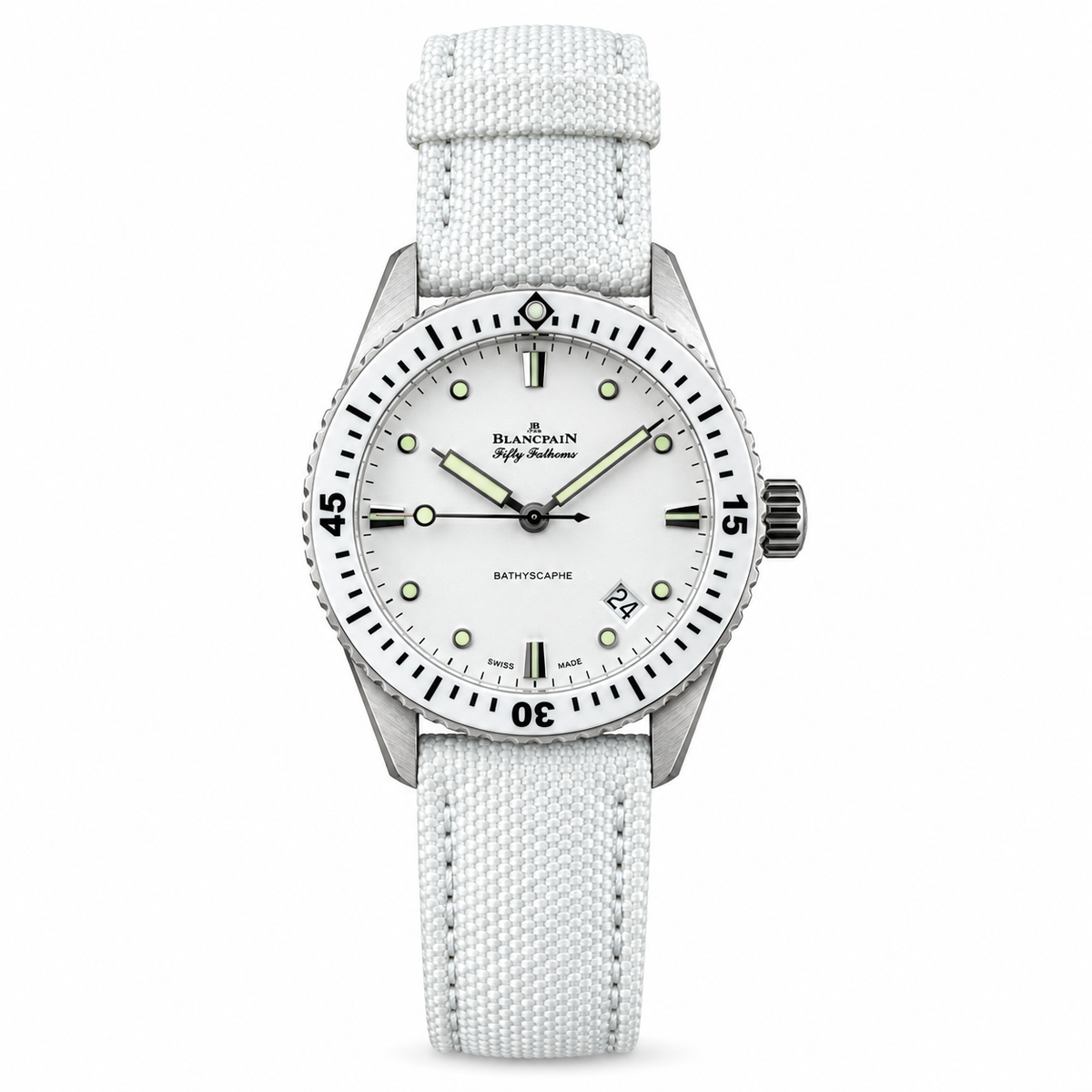 Blancpain Fifty Fathoms Bathyscaphe White Dial Dive Watch