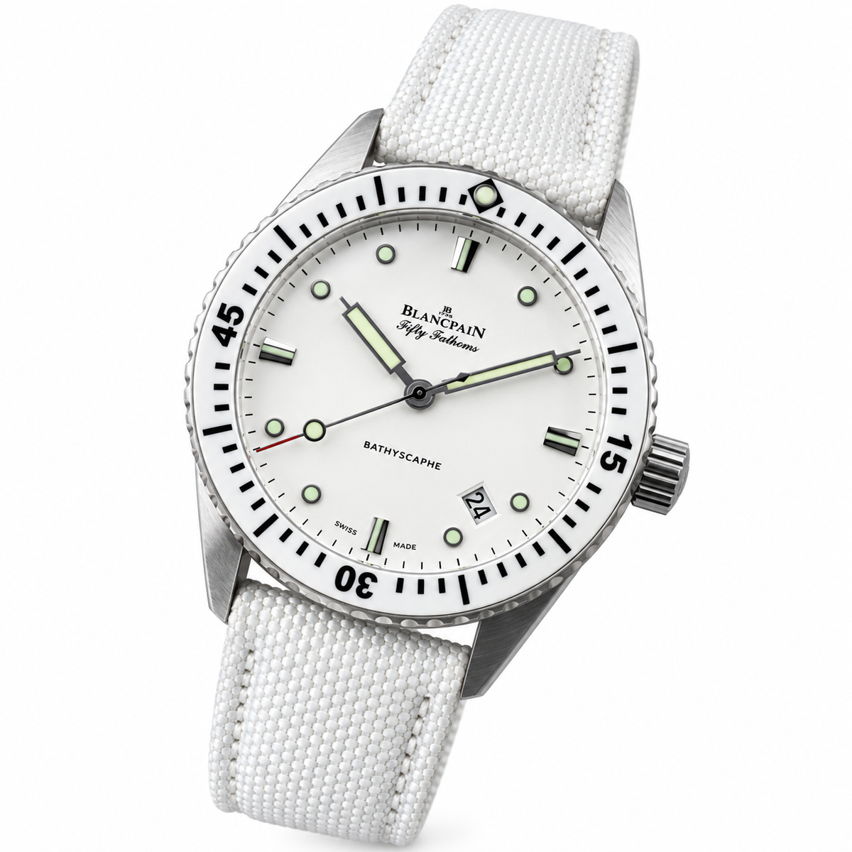 Blancpain Fifty Fathoms Bathyscaphe White Dial Dive Watch