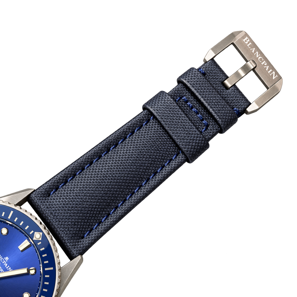 Blancpain Fifty Fathoms Bathyscaphe Blue Dial Ceramic Bezel Fabric Diver Watch