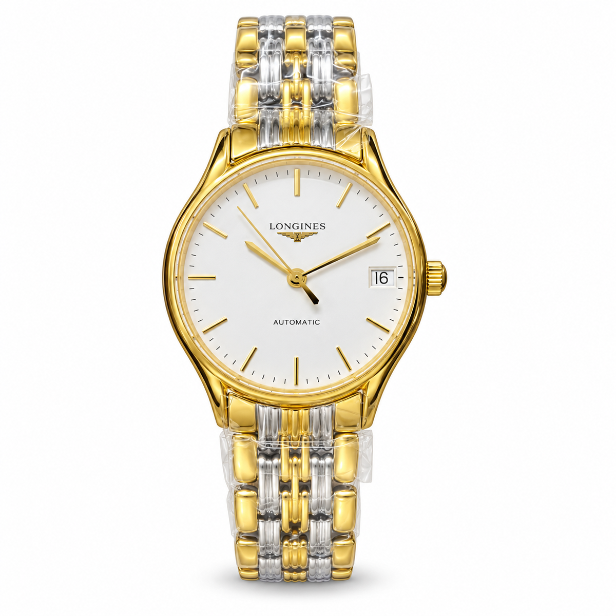 Longines Lyre Automatic two-tone gold and silver bracelet watch with white dial